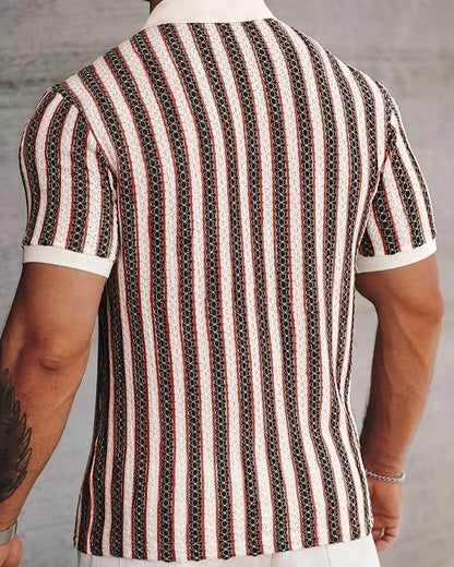 Rovico Textured Retro Knit Polo Shirt