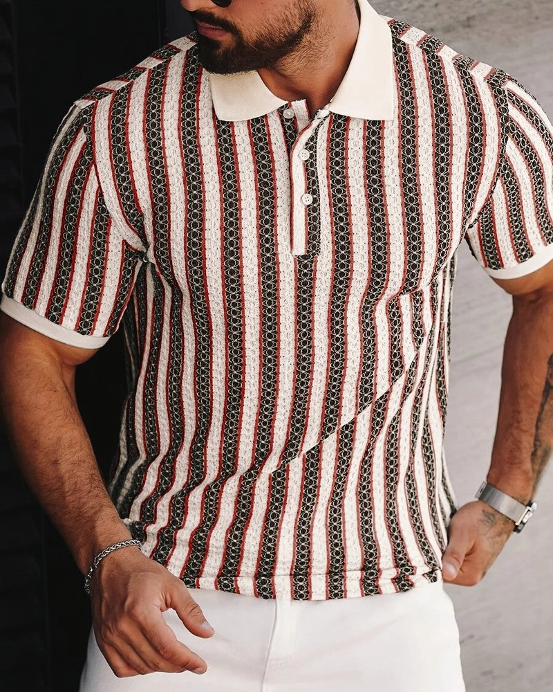 Rovico Textured Retro Knit Polo Shirt