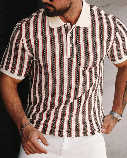 Rovico Textured Retro Knit Polo Shirt