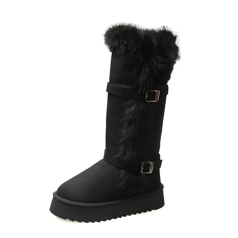 Ruth Faux Fur Buckle Platform Boots