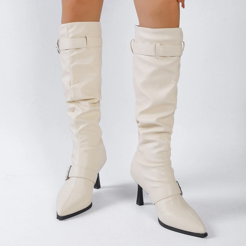 Sabrina Slouch Knee-High Heeled Boots