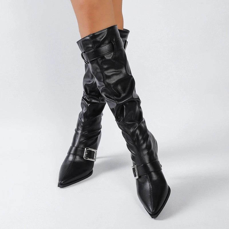 Sabrina Slouch Knee-High Heeled Boots