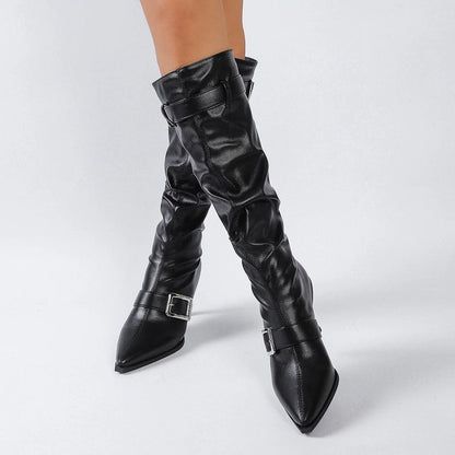 Sabrina Slouch Knee-High Heeled Boots