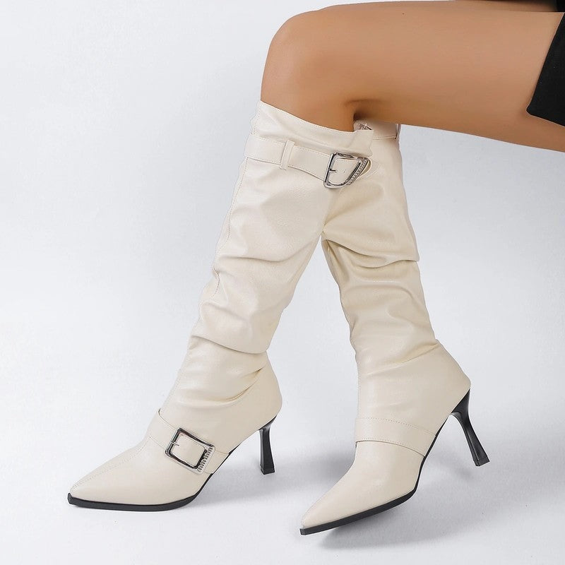 Sabrina Slouch Knee-High Heeled Boots