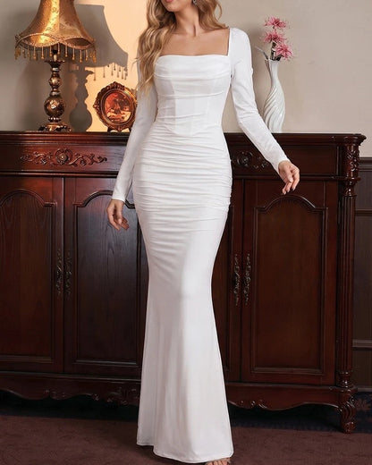 Sandra Fitted Long Sleeve Maxi Dress