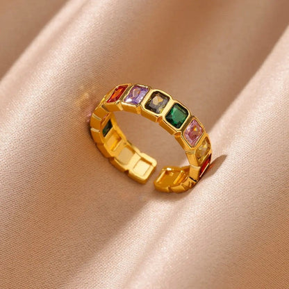 Serena Adjustable Rainbow Gemstone Ring