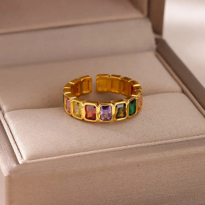 Serena Adjustable Rainbow Gemstone Ring