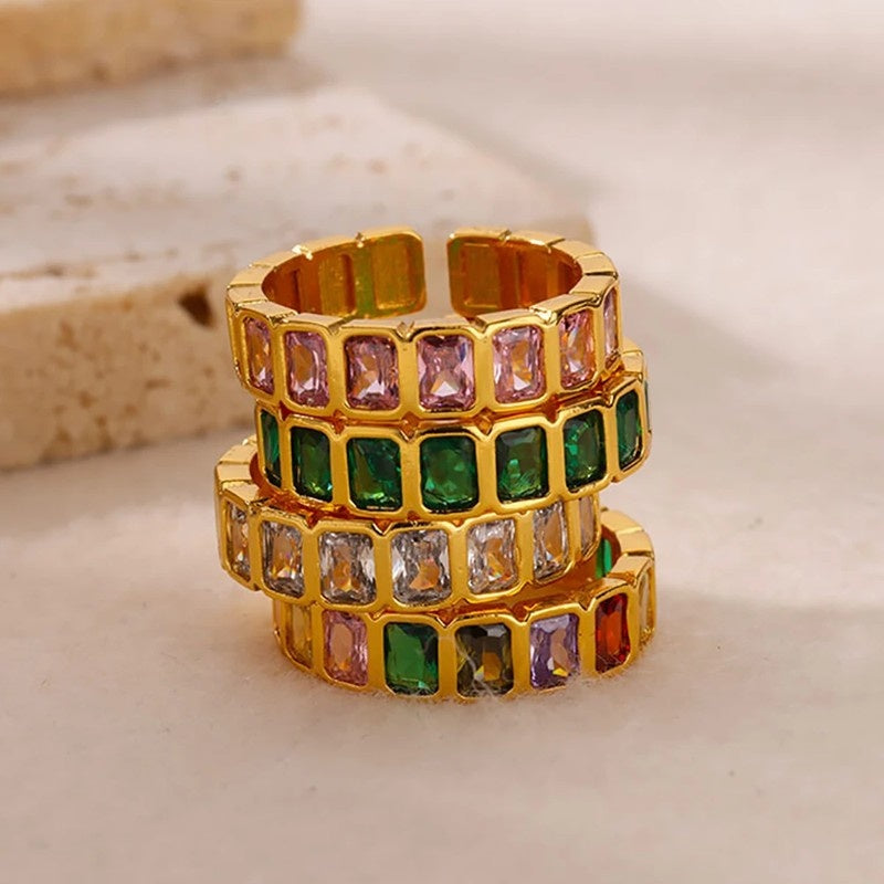 Serena Adjustable Rainbow Gemstone Ring