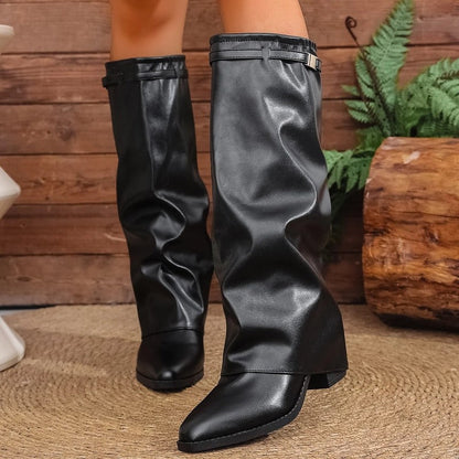 Sienna Slouchy Knee-High Block Heel Boots