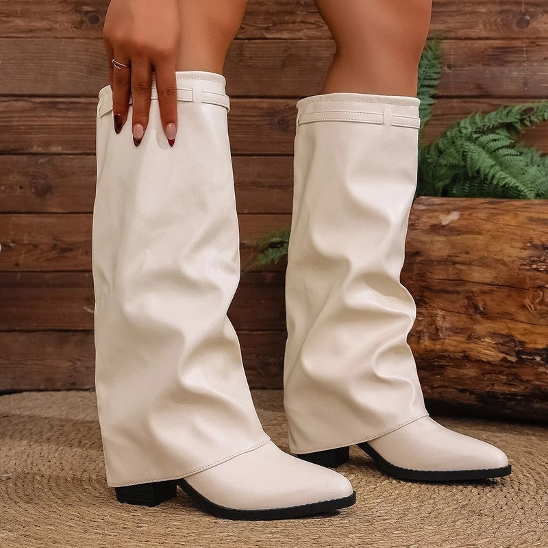 Sienna Slouchy Knee-High Block Heel Boots