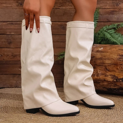 Sienna Slouchy Knee-High Block Heel Boots