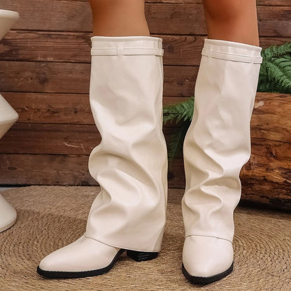 Sienna Slouchy Knee-High Block Heel Boots
