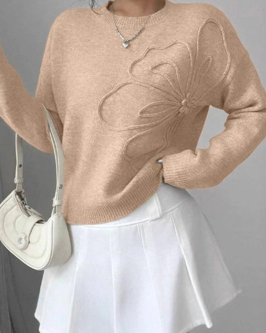 Soleil Embroidered Flower Knit Sweater