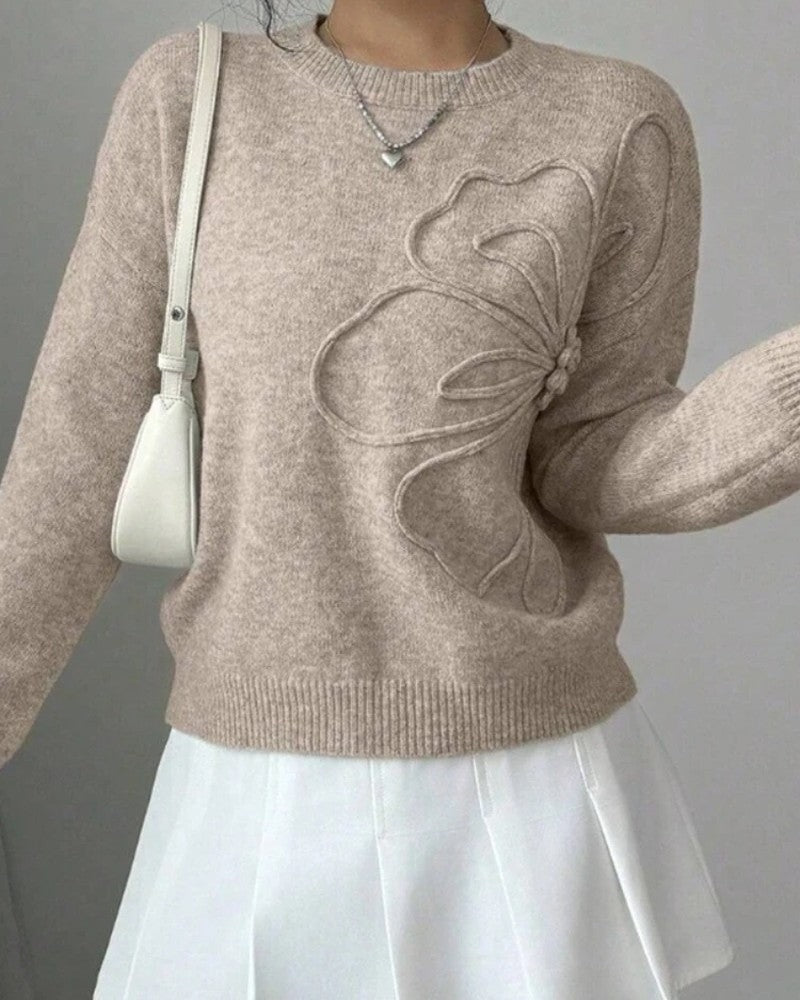 Soleil Embroidered Flower Knit Sweater