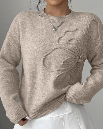 Soleil Embroidered Flower Knit Sweater
