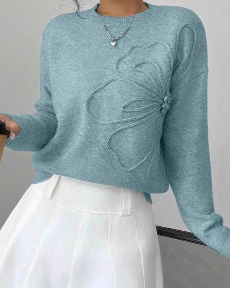 Soleil Embroidered Flower Knit Sweater