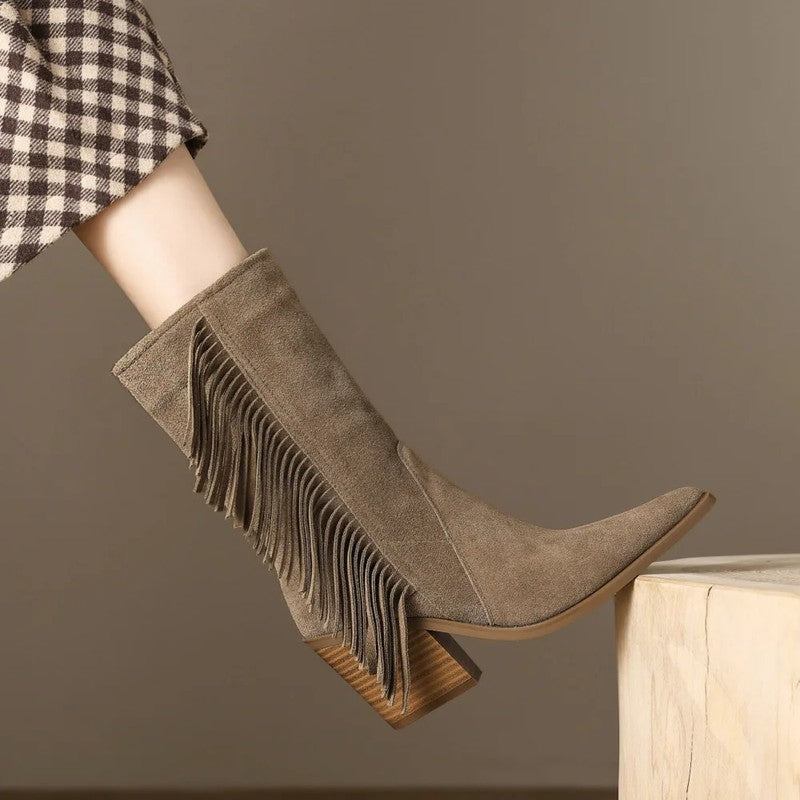 Teresa Suede Fringe Western Boot