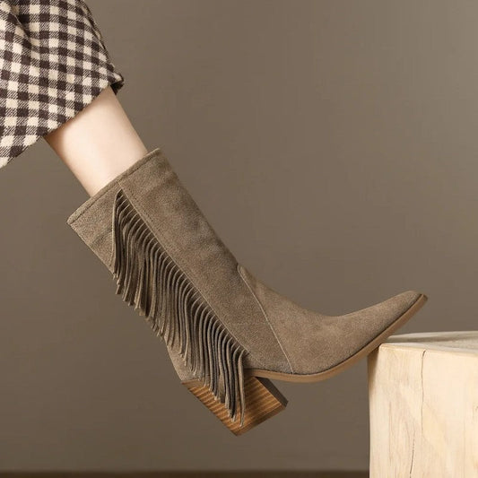 Teresa Suede Fringe Western Boot