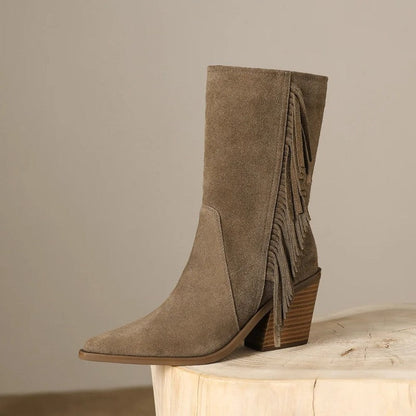 Teresa Suede Fringe Western Boot
