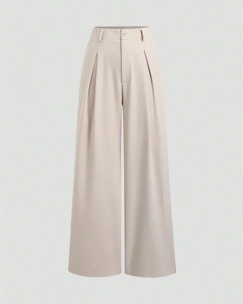 Varella Pleated High-Waist Wide-Leg Pants