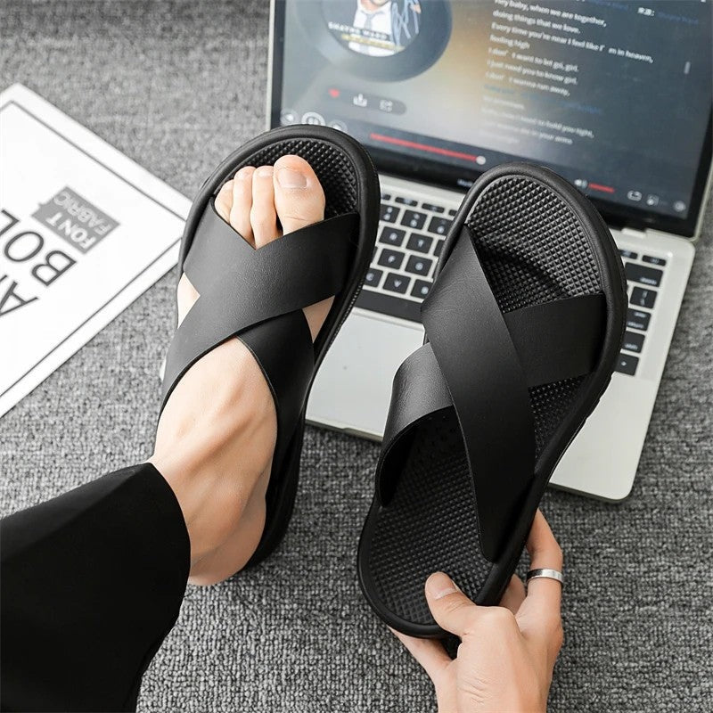 Varello Cross Strap Relaxed Slide Sandals