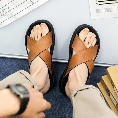 Varello Cross Strap Relaxed Slide Sandals