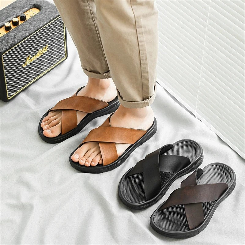 Varello Cross Strap Relaxed Slide Sandals