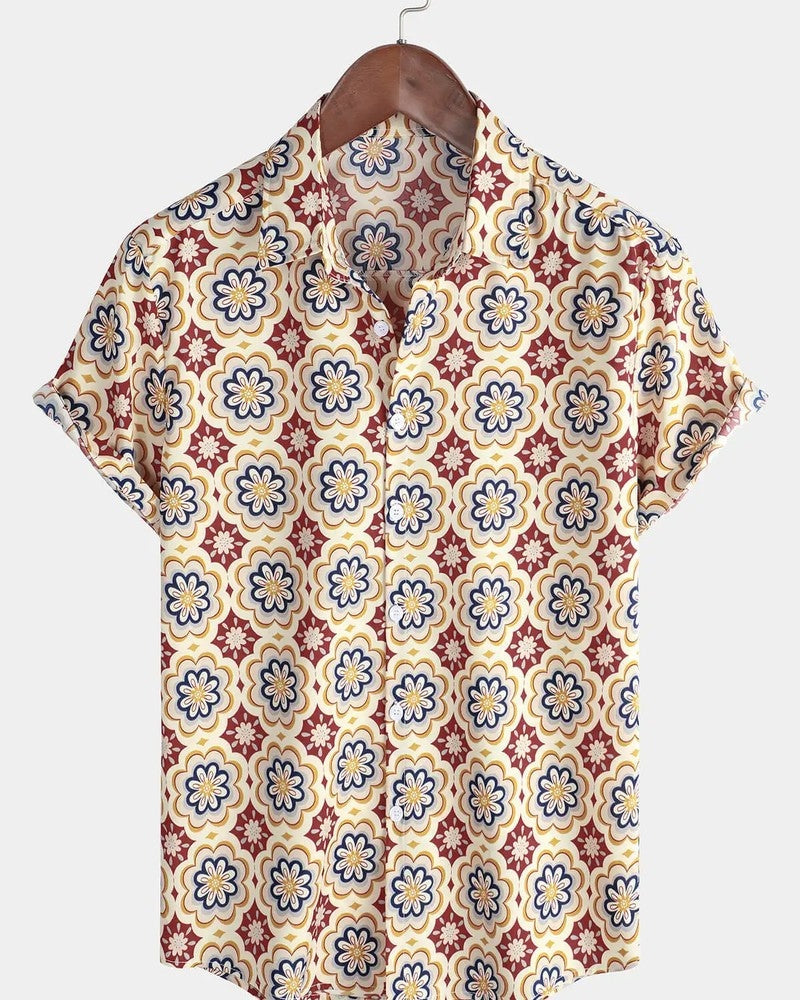 Vassio Floral Print Relaxed Button-Up Shirt