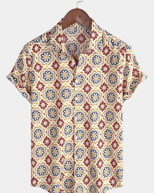 Vassio Floral Print Relaxed Button-Up Shirt