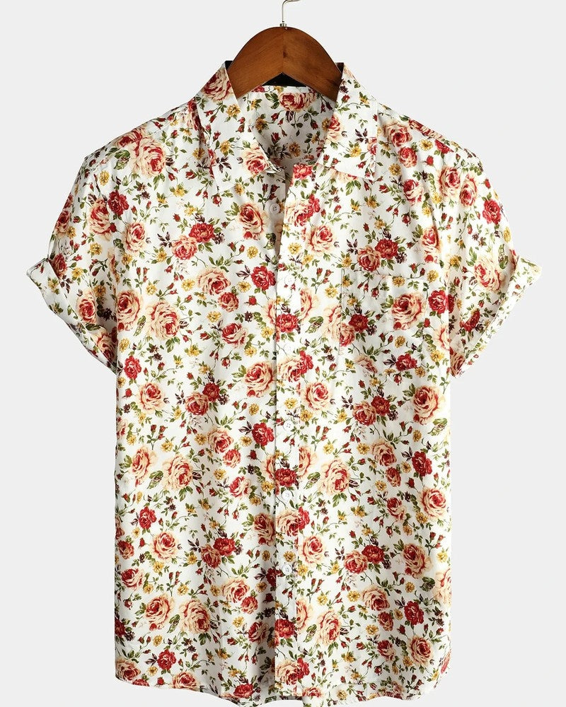 Vassio Floral Print Relaxed Button-Up Shirt