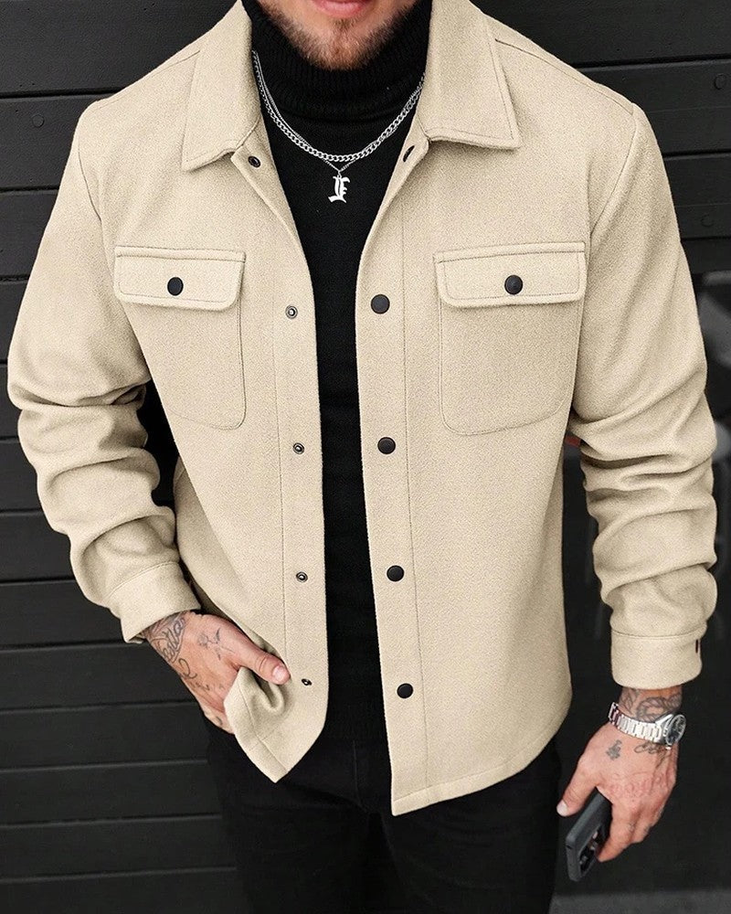 Veslin Brushed Wool Snap Shirt Jacket