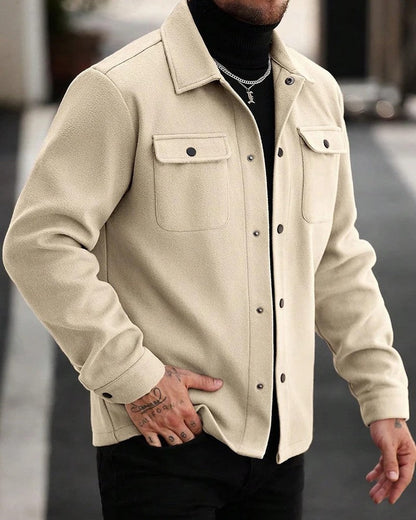 Veslin Brushed Wool Snap Shirt Jacket