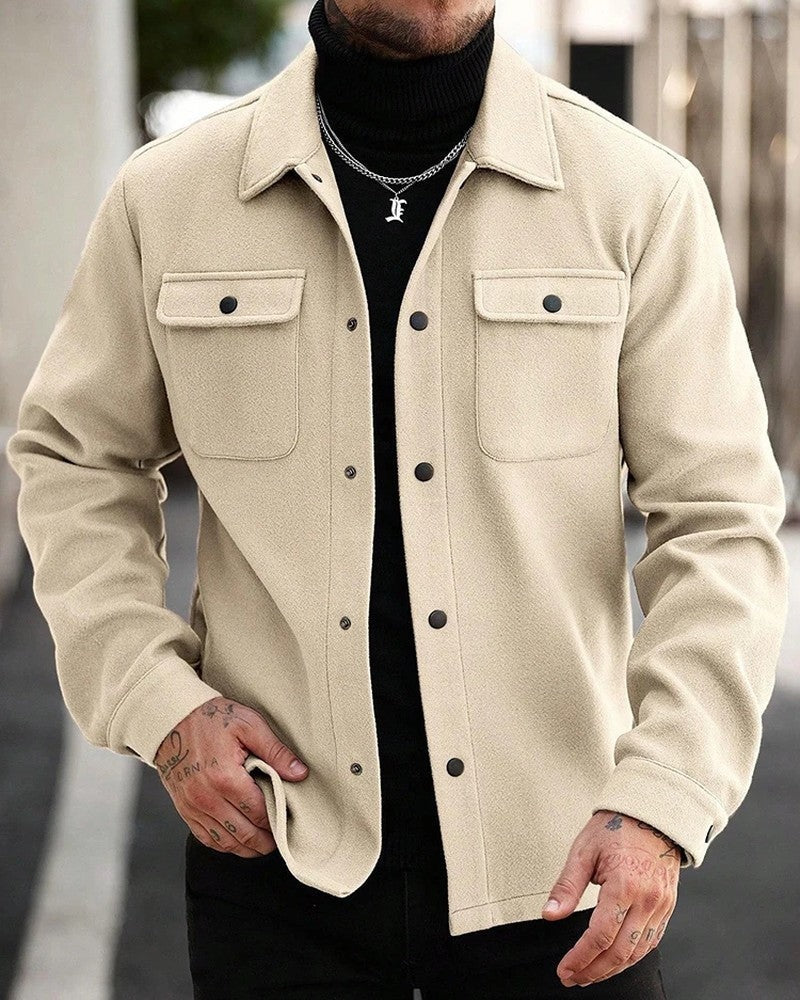Veslin Brushed Wool Snap Shirt Jacket
