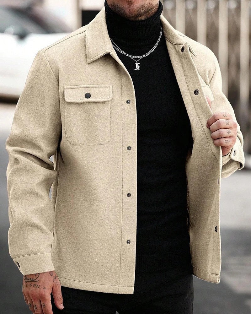 Veslin Brushed Wool Snap Shirt Jacket
