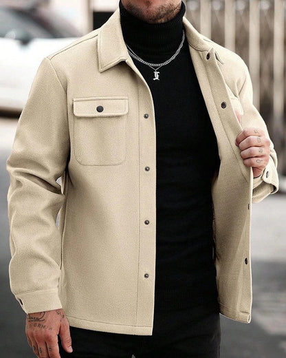 Veslin Brushed Wool Snap Shirt Jacket