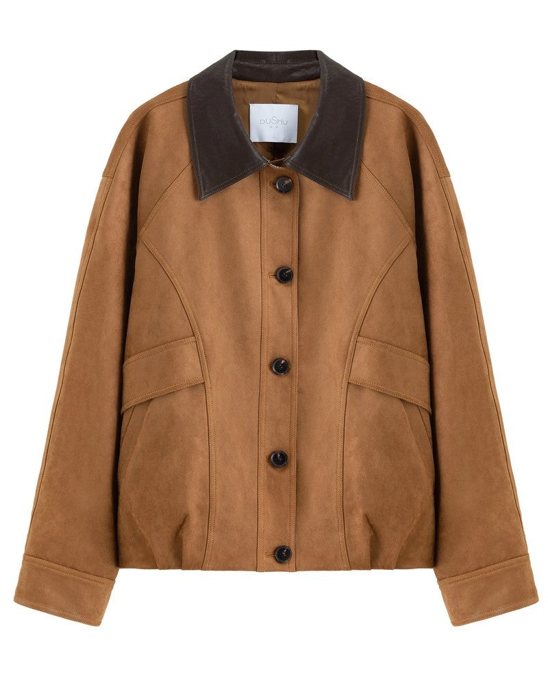 Vesnia Suede Panel Contrast Collar Jacket