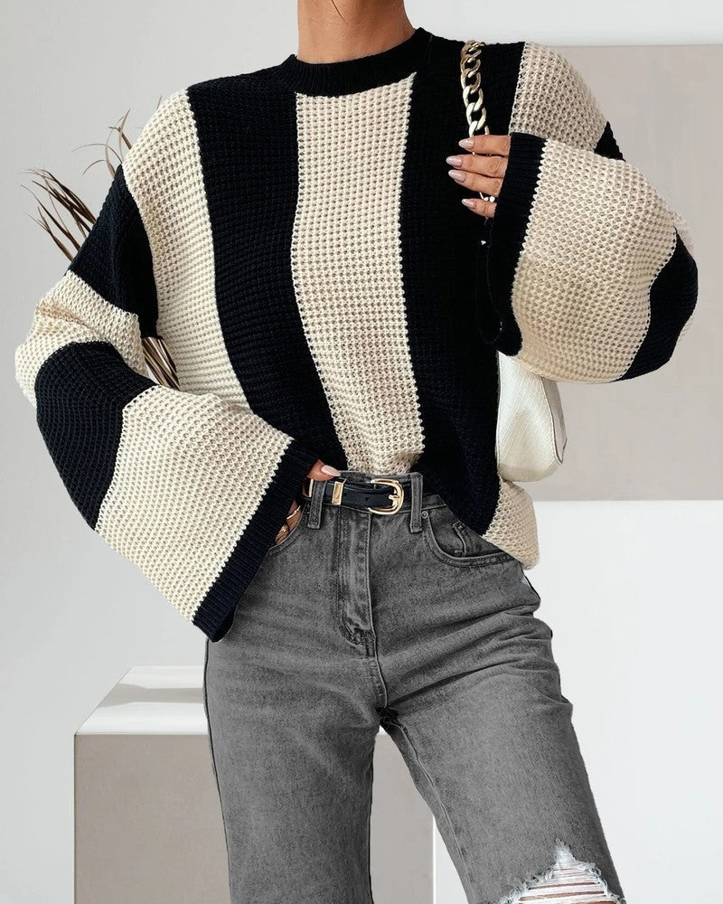 Vesper Waffle Knit Stripe Sweater