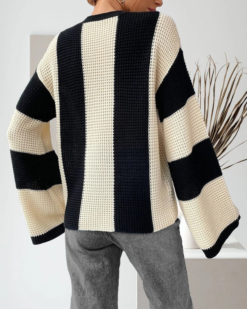 Vesper Waffle Knit Stripe Sweater