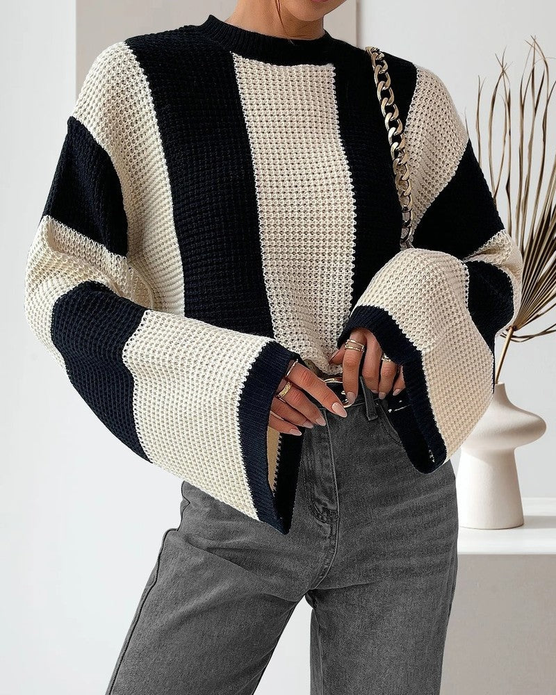 Vesper Waffle Knit Stripe Sweater