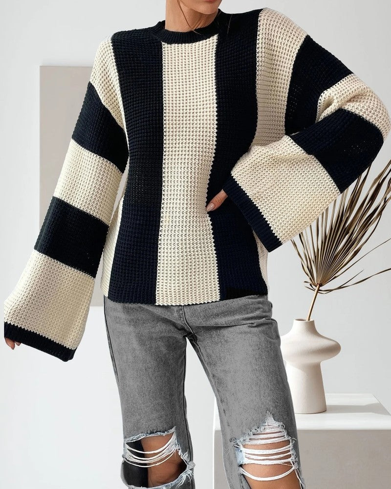 Vesper Waffle Knit Stripe Sweater