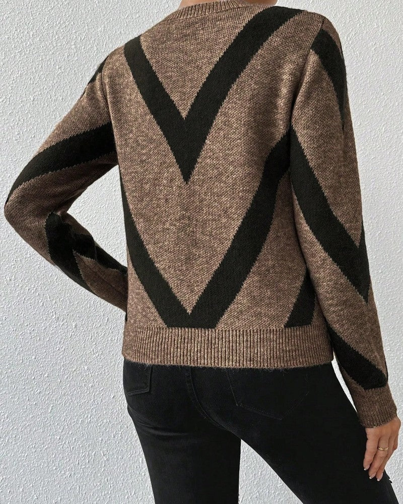 Vestra Chevron Knit Crewneck Sweater