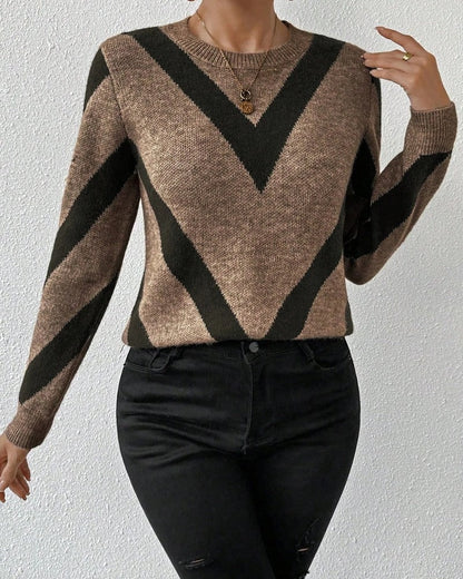 Vestra Chevron Knit Crewneck Sweater