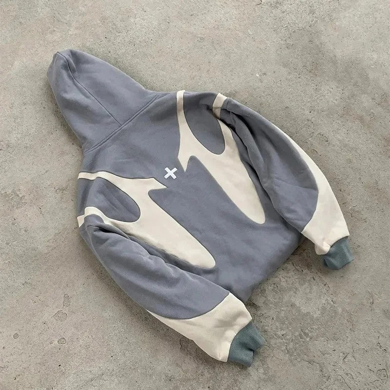 Veyron Abstract Panel Zip Hoodie