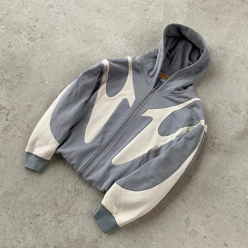 Veyron Abstract Panel Zip Hoodie
