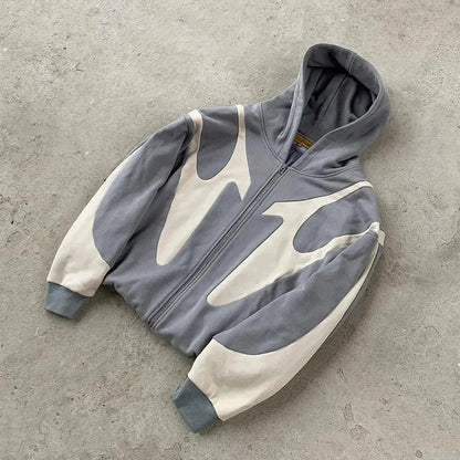 Veyron Abstract Panel Zip Hoodie
