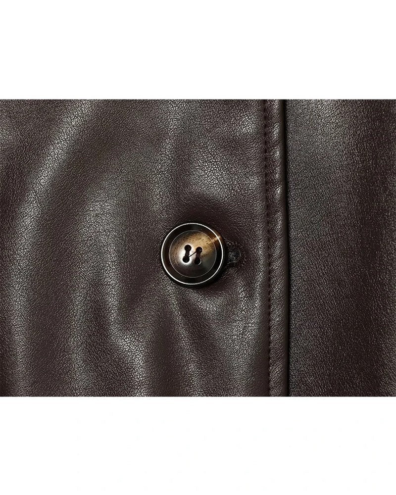 Vionda Belted Faux Leather Jacket