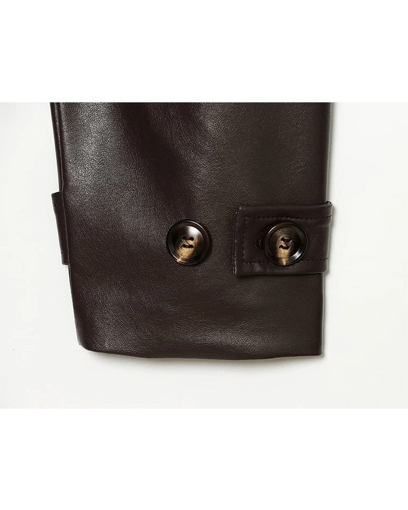 Vionda Belted Faux Leather Jacket