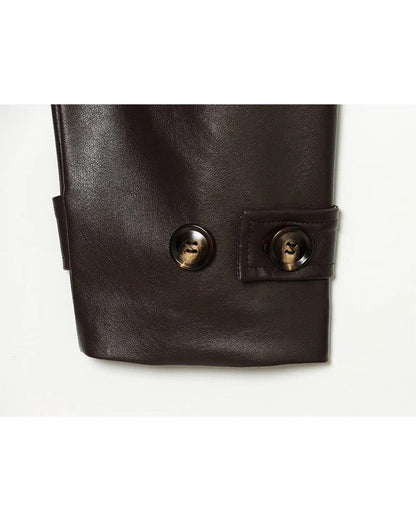 Vionda Belted Faux Leather Jacket