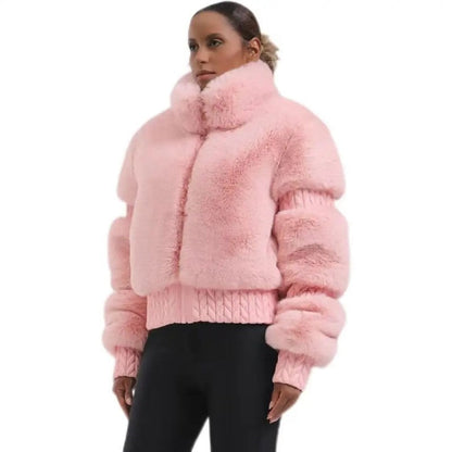 Yvon Plush Cropped Faux Fur Jacket