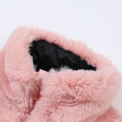 Yvon Plush Cropped Faux Fur Jacket